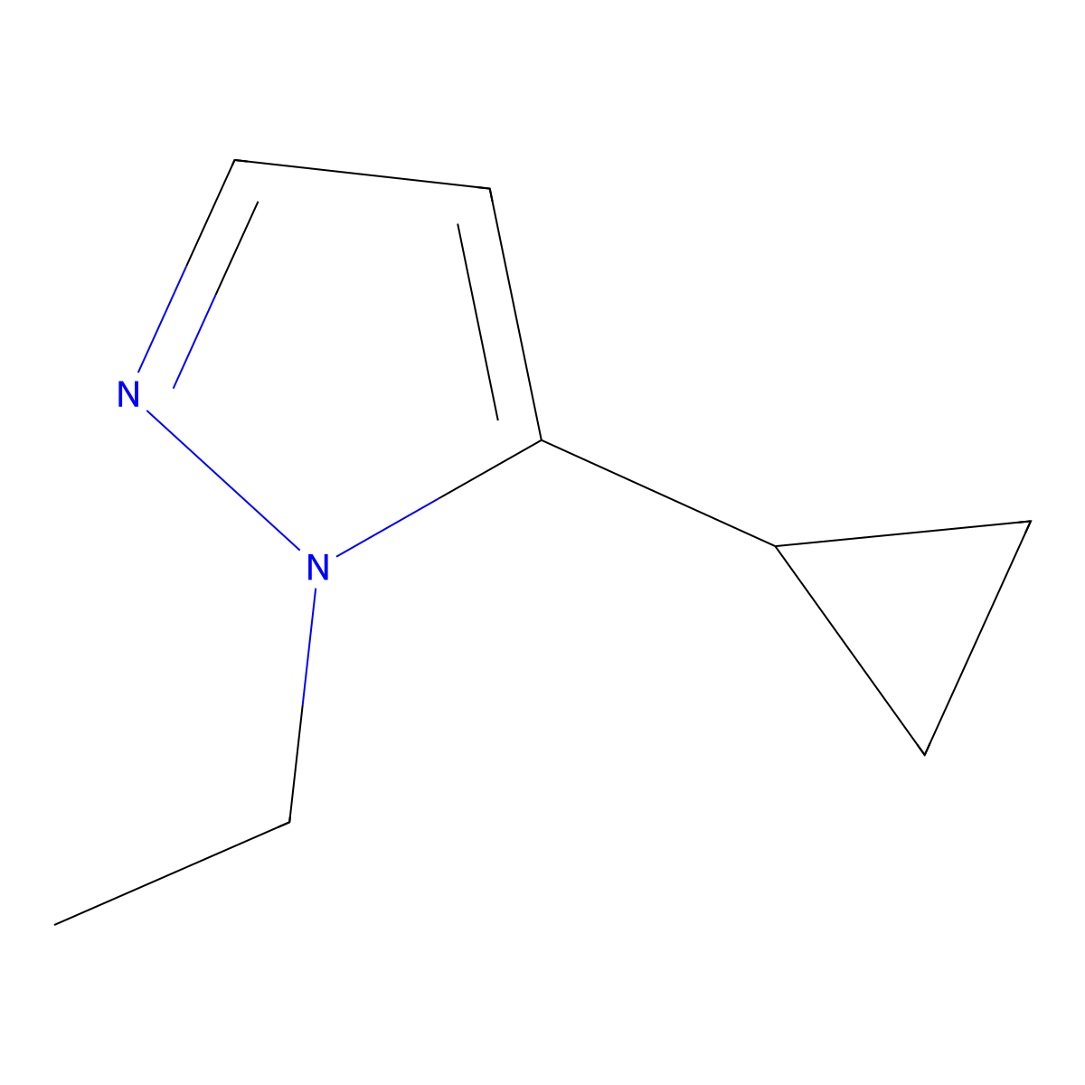 5-cyclopropyl-1-ethyl-1H-pyrazole molecular structure, CAS 1245822-76-7