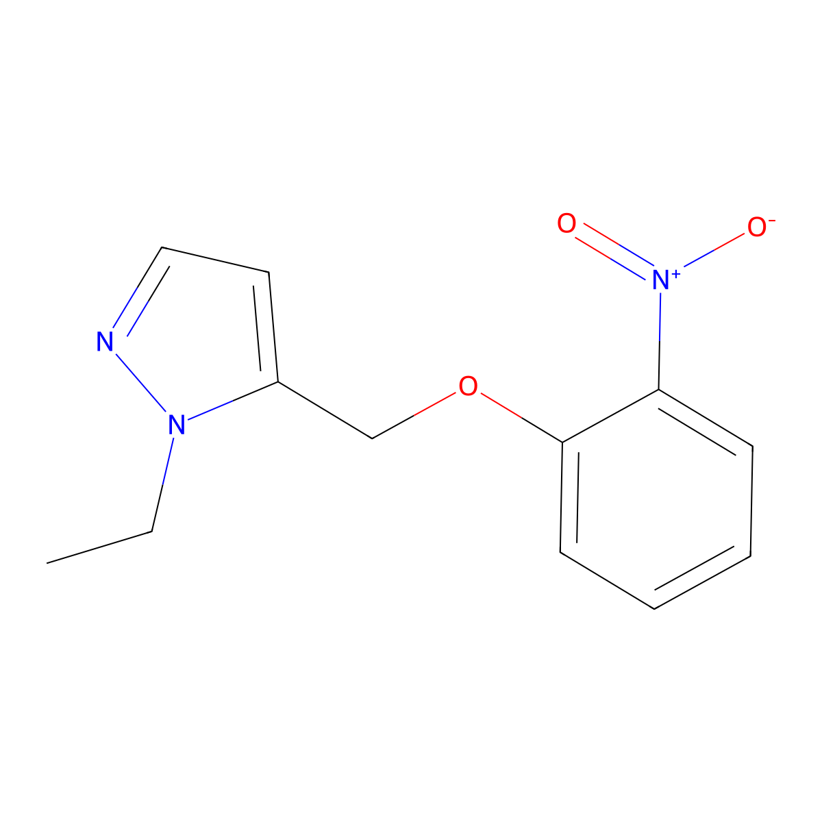 1-Ethyl-5-((2-nitrophenoxy)methyl)-1H-pyrazole molecular structure, CAS 1245822-80-3
