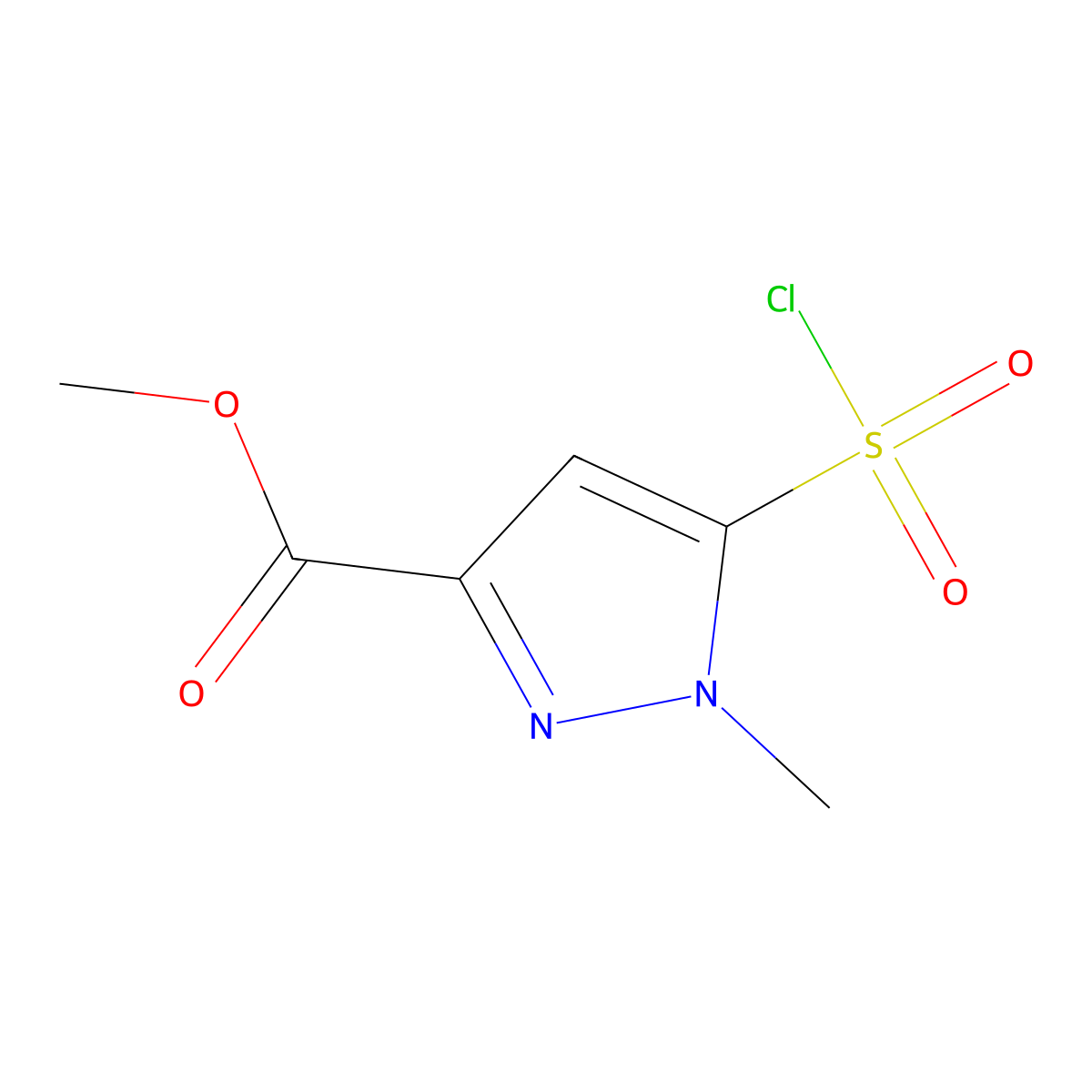 methyl 5-(chlorosulfonyl)-1-methyl-1H-pyrazole-3-carboxylate molecular structure, CAS 1245823-37-3
