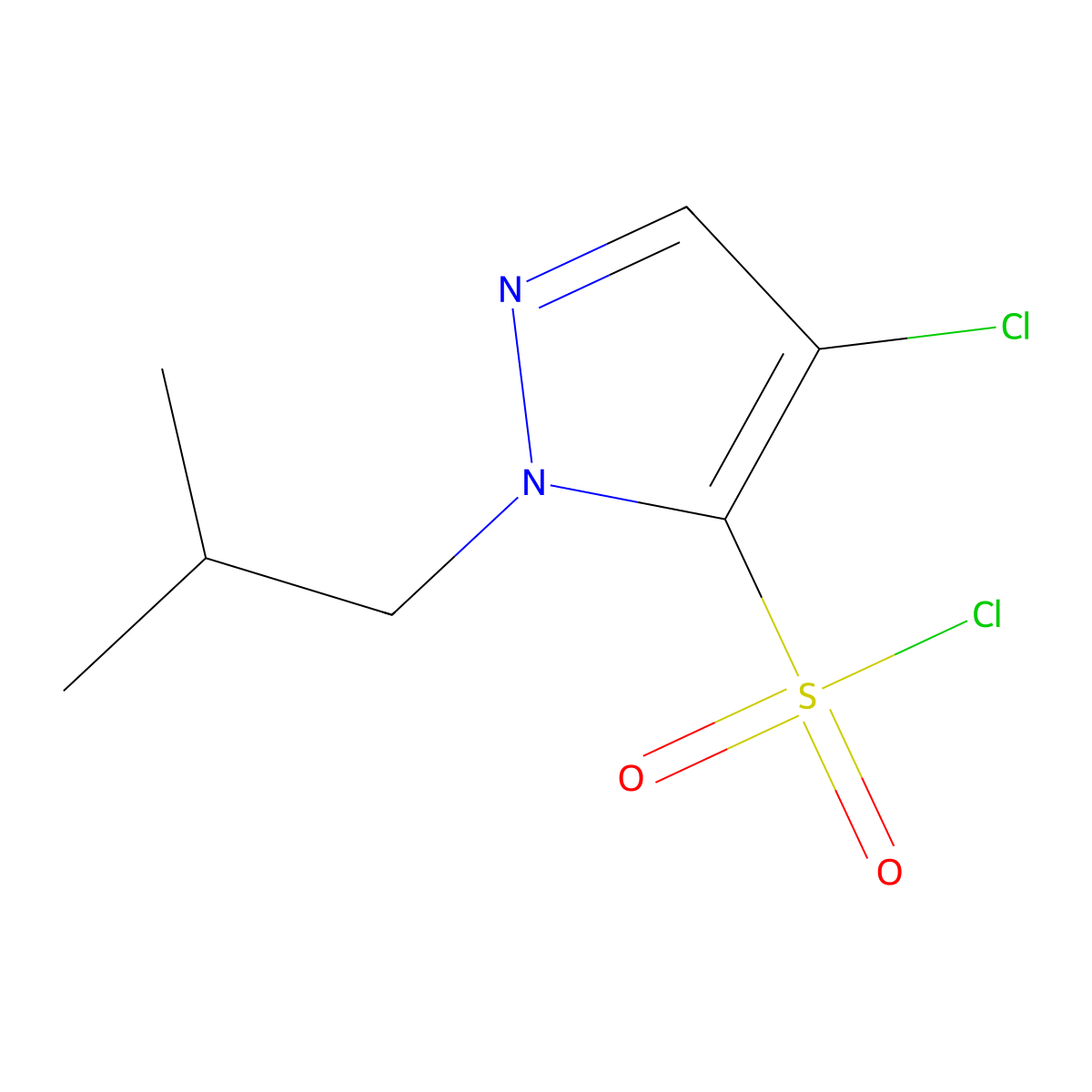 4-chloro-1-isobutyl-1H-pyrazole-5-sulfonyl chloride molecular structure, CAS 1245823-43-1