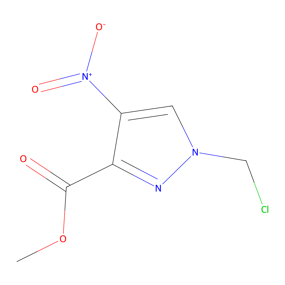 methyl 1-(chloromethyl)-4-nitro-1H-pyrazole-3-carboxylate molecular structure, CAS 1245823-46-4
