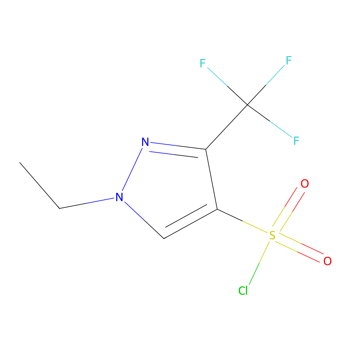 1-ethyl-3-(trifluoromethyl)-1H-pyrazole-4-sulfonyl chloride molecular structure, CAS 1245823-61-3