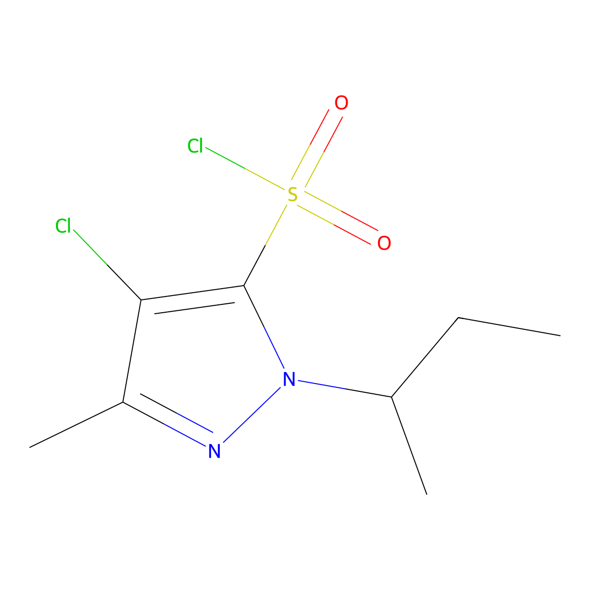 1-sec-butyl-4-chloro-3-methyl-1H-pyrazole-5-sulfonyl chloride molecular structure, CAS 1245823-80-6