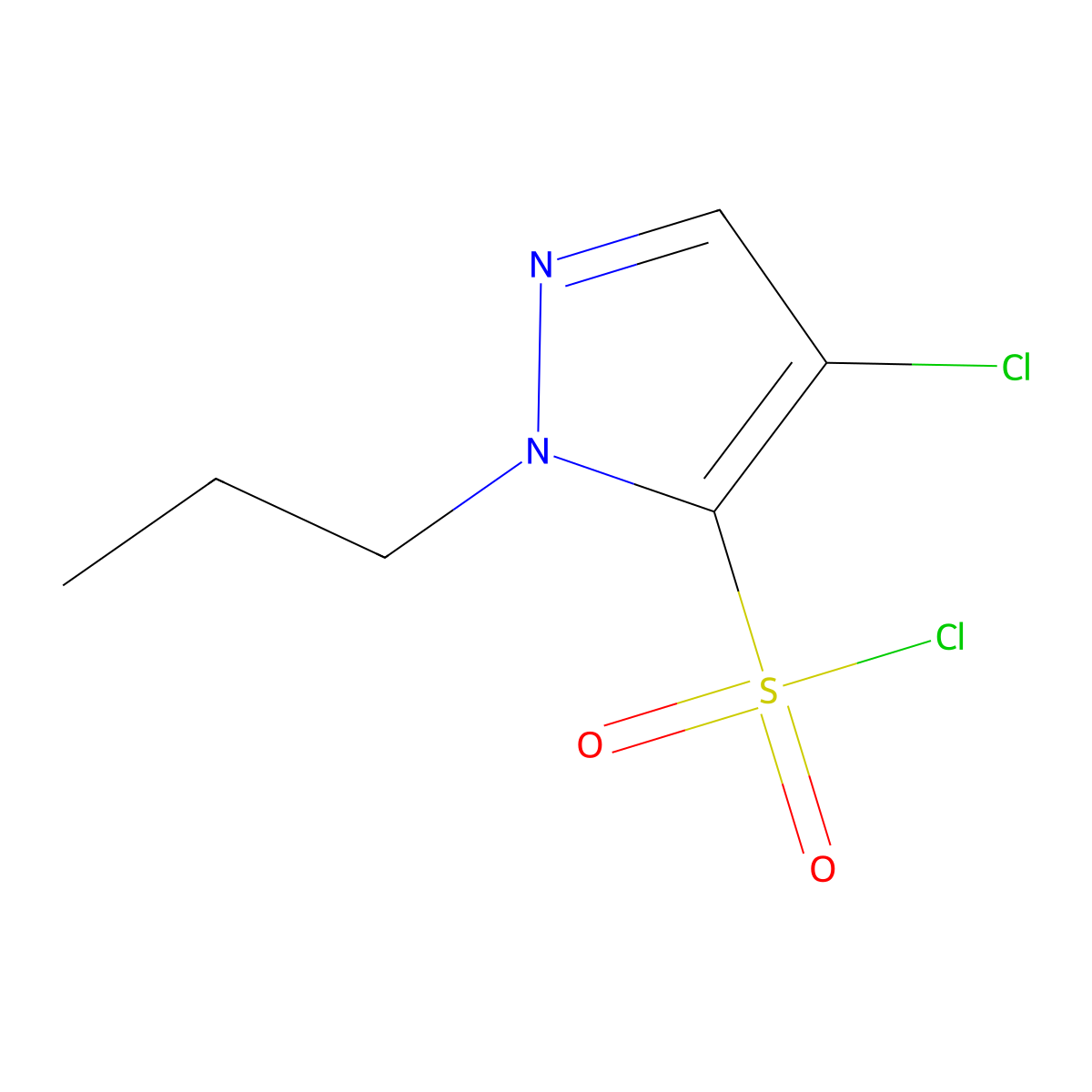4-chloro-1-propyl-1H-pyrazole-5-sulfonyl chloride molecular structure, CAS 1245823-83-9