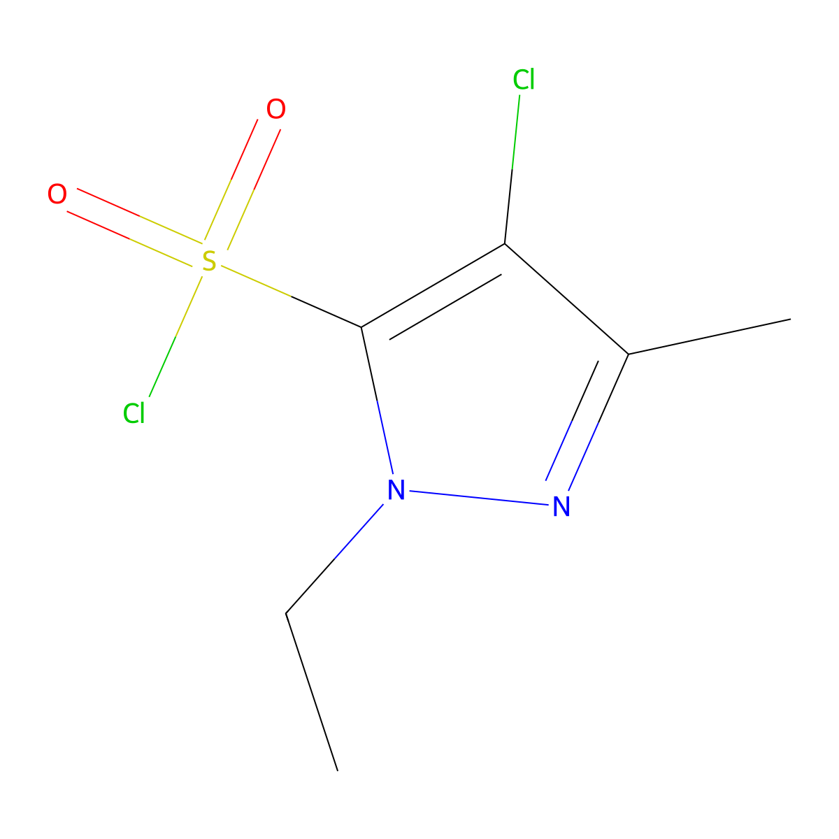 4-chloro-1-ethyl-3-methyl-1H-pyrazole-5-sulfonyl chloride molecular structure, CAS 1245823-91-9