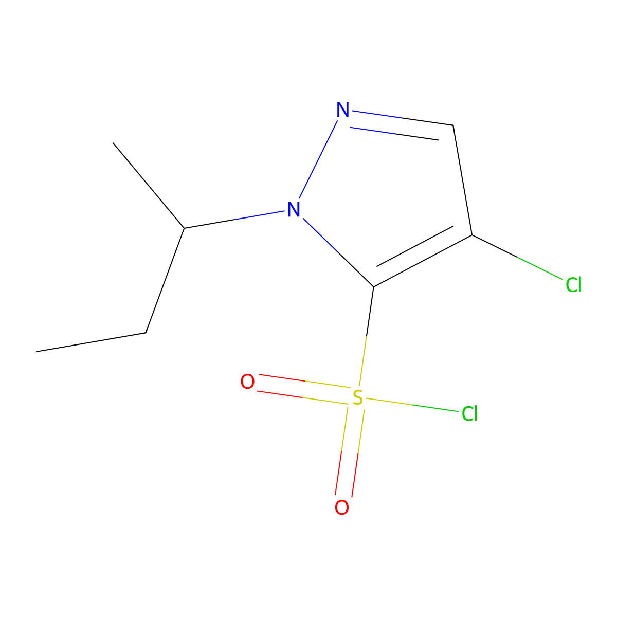 1-sec-butyl-4-chloro-1H-pyrazole-5-sulfonyl chloride molecular structure, CAS 1245823-93-1