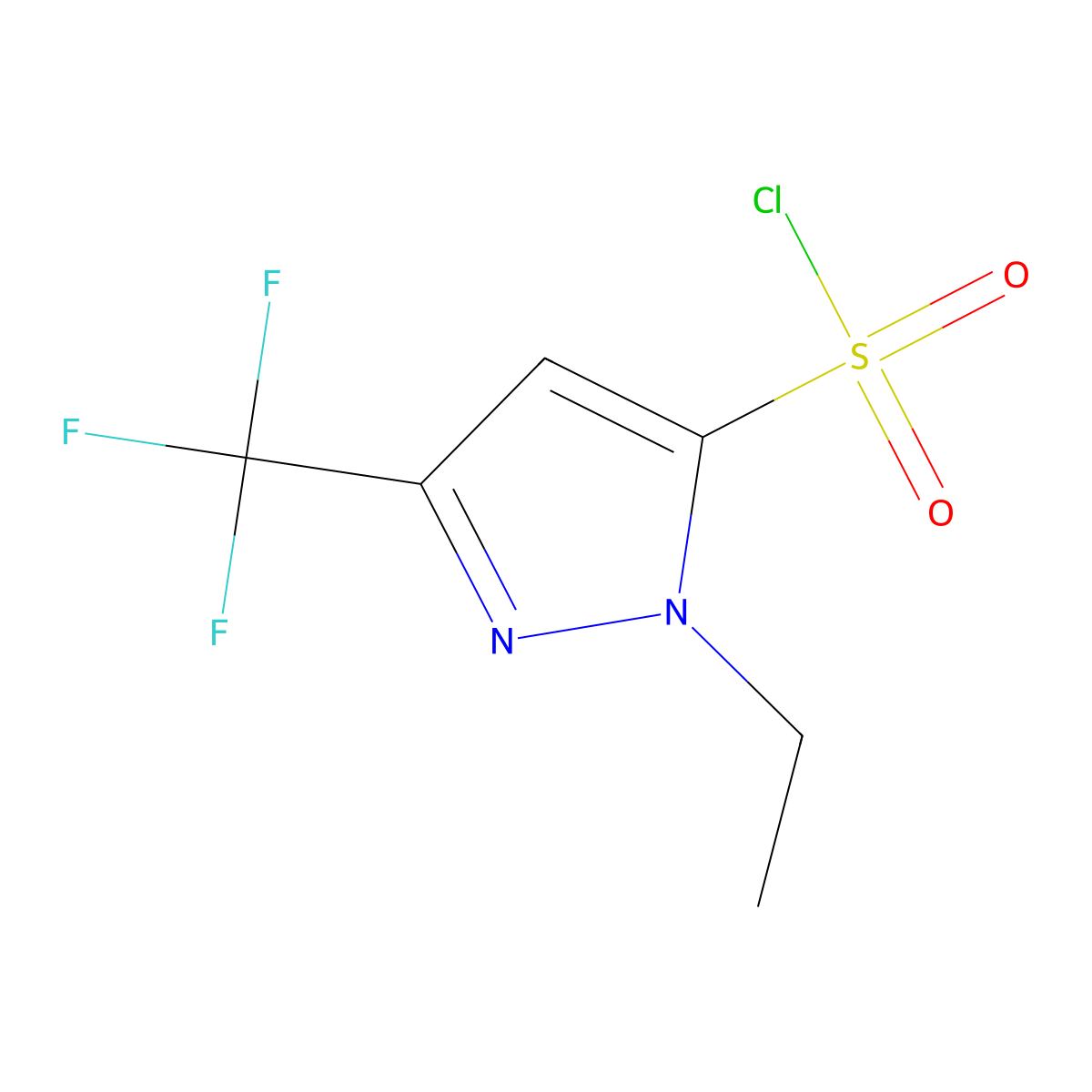 1-ethyl-3-(trifluoromethyl)-1H-pyrazole-5-sulfonyl chloride molecular structure, CAS 1245823-96-4