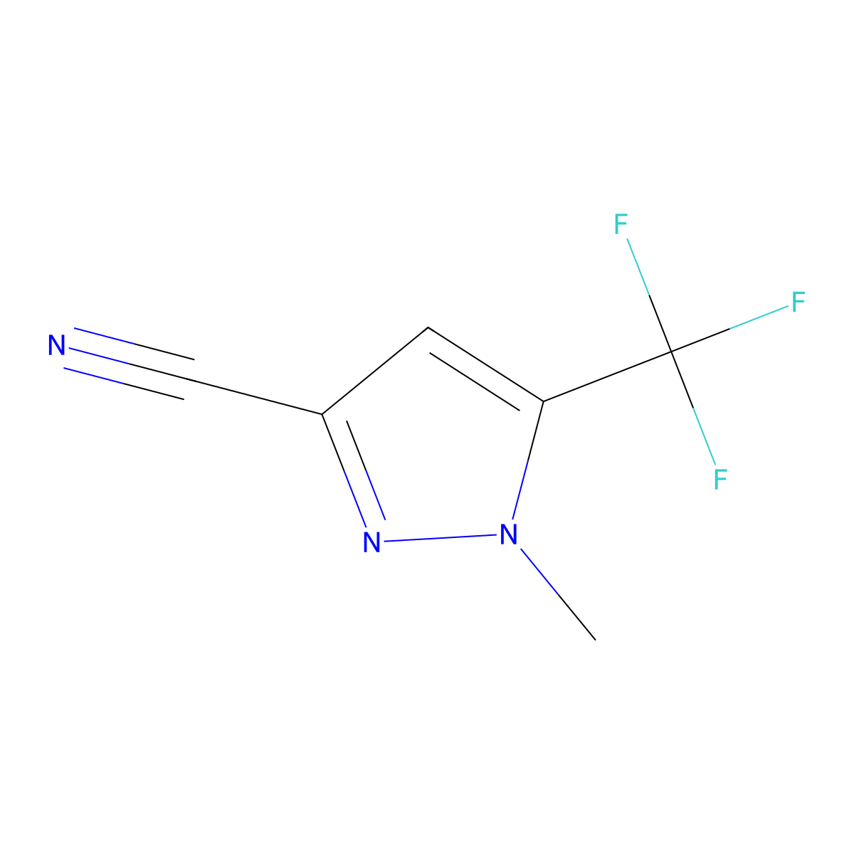 1-methyl-5-(trifluoromethyl)-1H-pyrazole-3-carbonitrile molecular structure, CAS 1245823-99-7