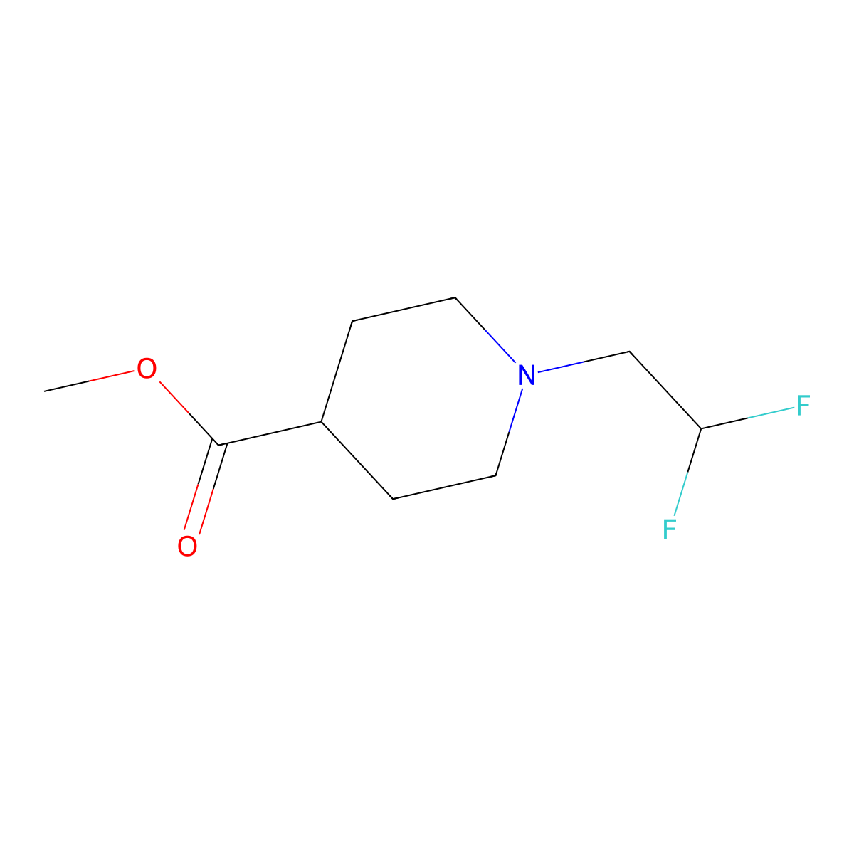 Methyl 1-(2,2-difluoroethyl)piperidine-4-carboxylate molecular structure, CAS 1245824-01-4
