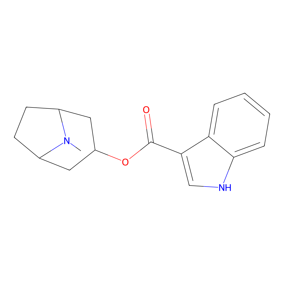 8-Methyl-8-azabicyclo(3.2.1)octan-3-yl 1H-indole-3-carboxylate molecular structure, CAS 124583-47-7
