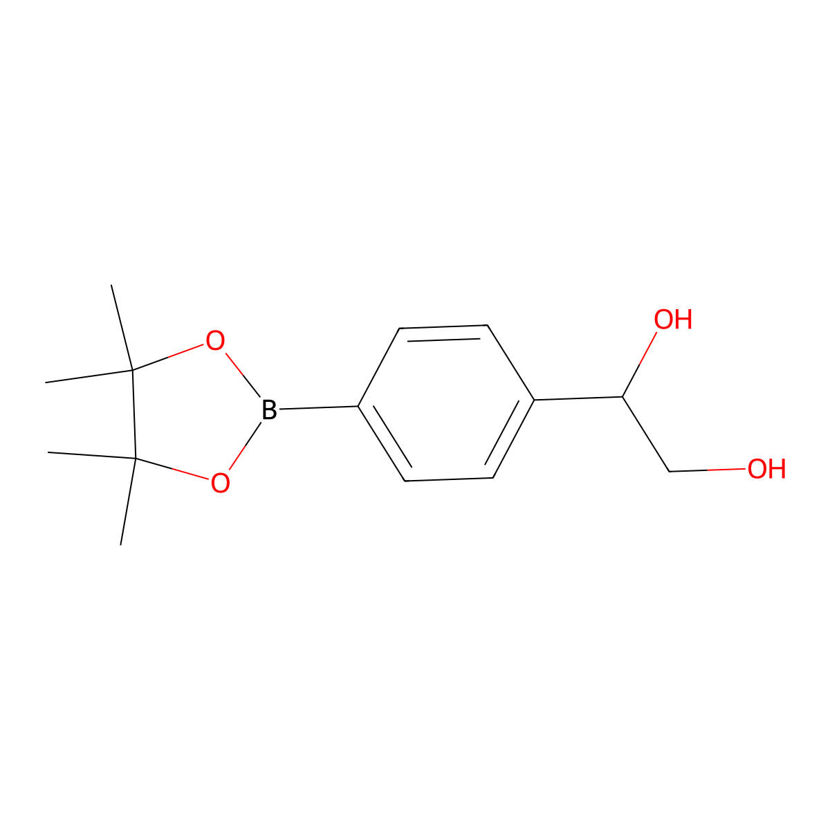 1-(4-(4,4,5,5-Tetramethyl-1,3,2-dioxaborolan-2-yl)phenyl)ethane-1,2-diol molecular structure, CAS 1245831-23-5