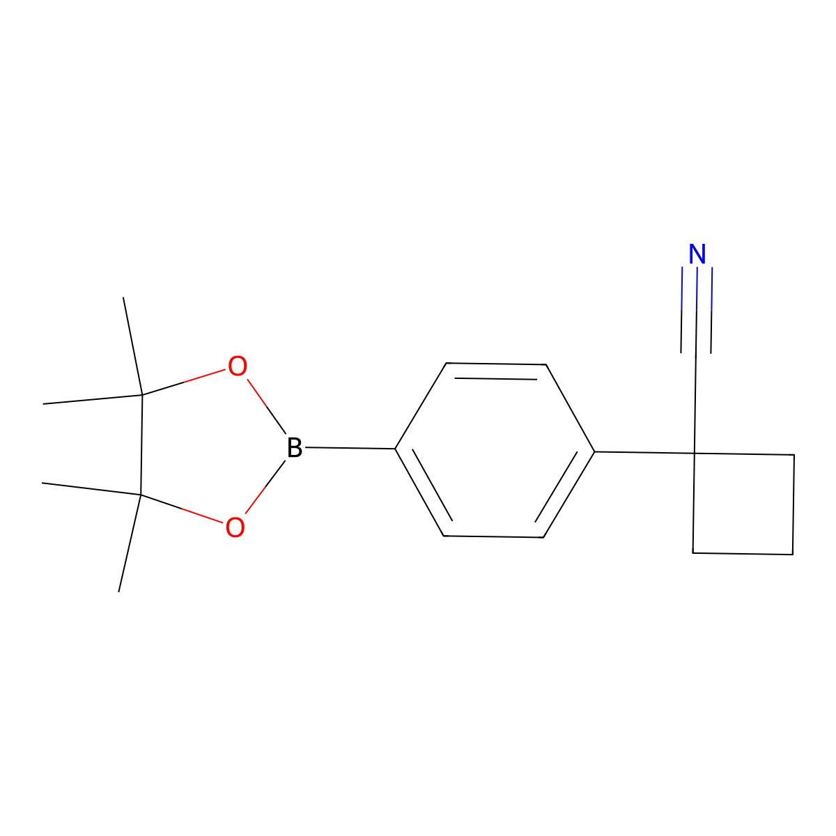 1-(4-(4,4,5,5-Tetramethyl-1,3,2-dioxaborolan-2-yl)phenyl)cyclobutanecarbonitrile molecular structure, CAS 1245831-55-3