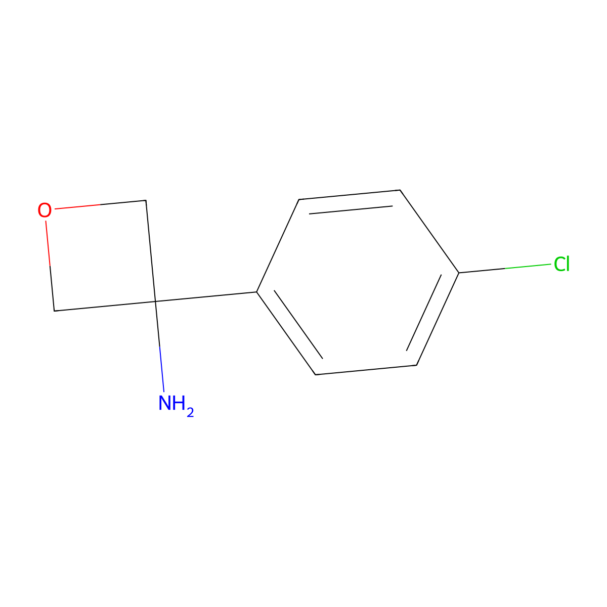 3-(4-Chlorophenyl)oxetan-3-amine molecular structure, CAS 1245896-06-3