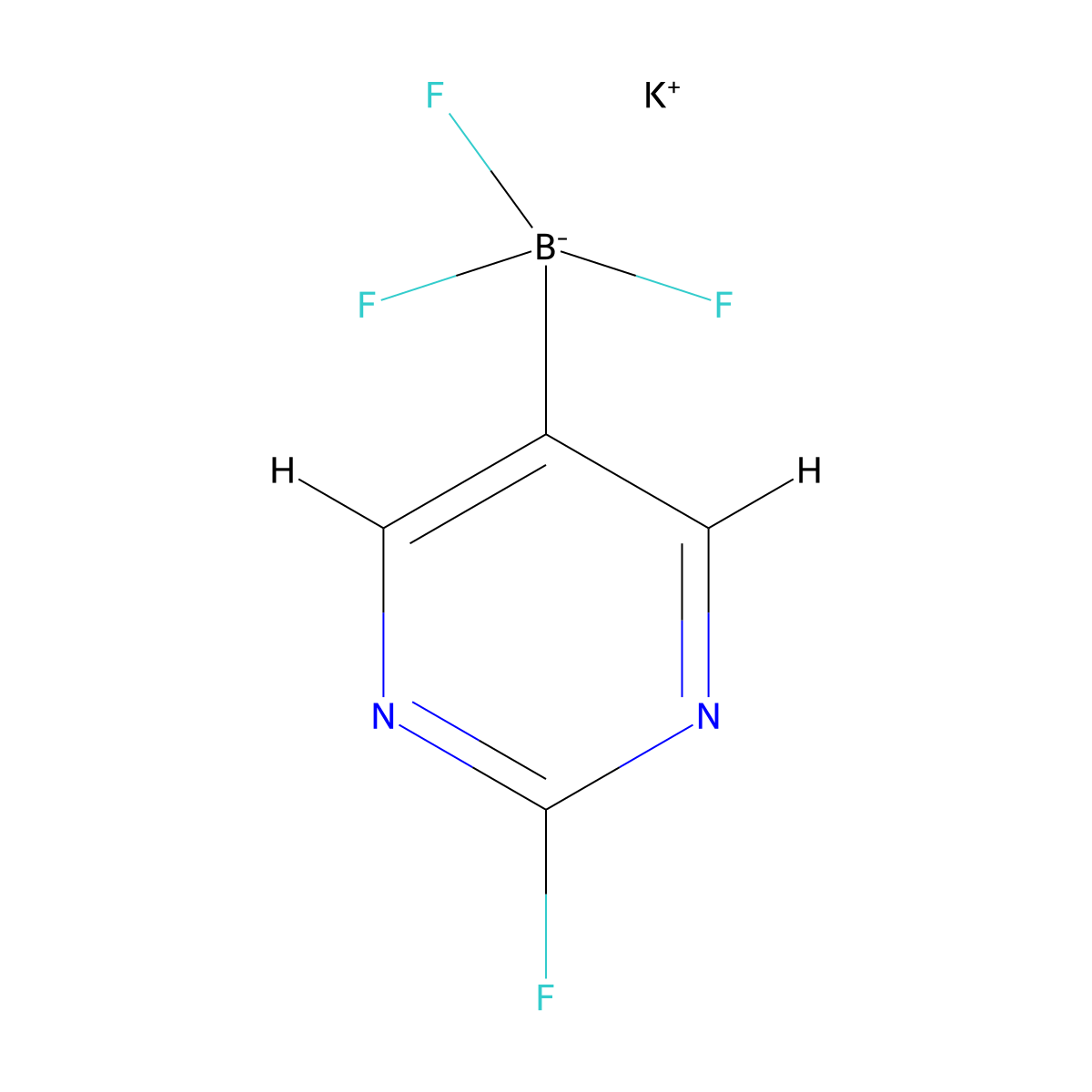 Potassium trifluoro(2-fluoropyrimidin-5-yl)borate molecular structure, CAS 1245906-69-7