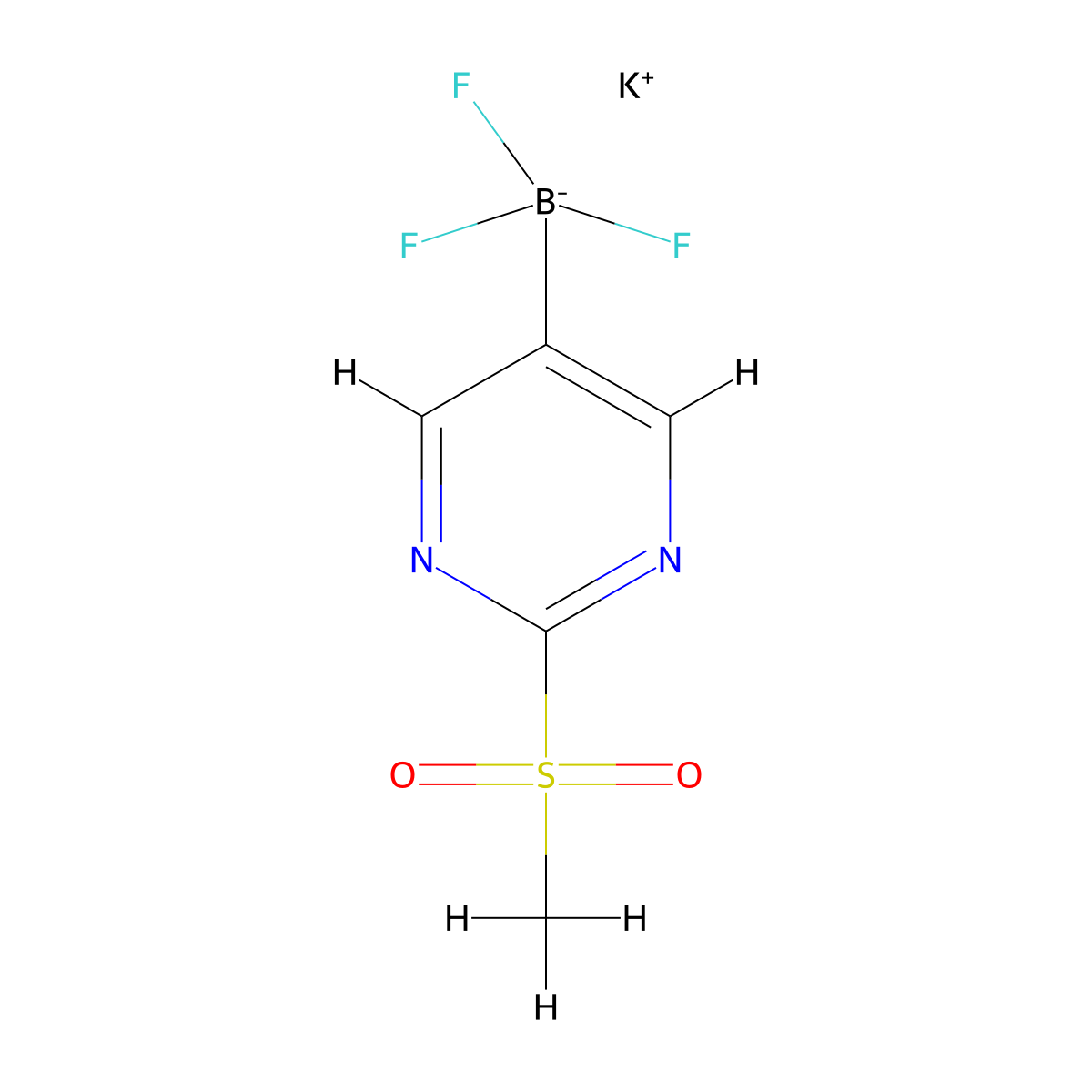 Potassium trifluoro(2-(methylsulfonyl)pyrimidin-5-yl)borate molecular structure, CAS 1245906-71-1