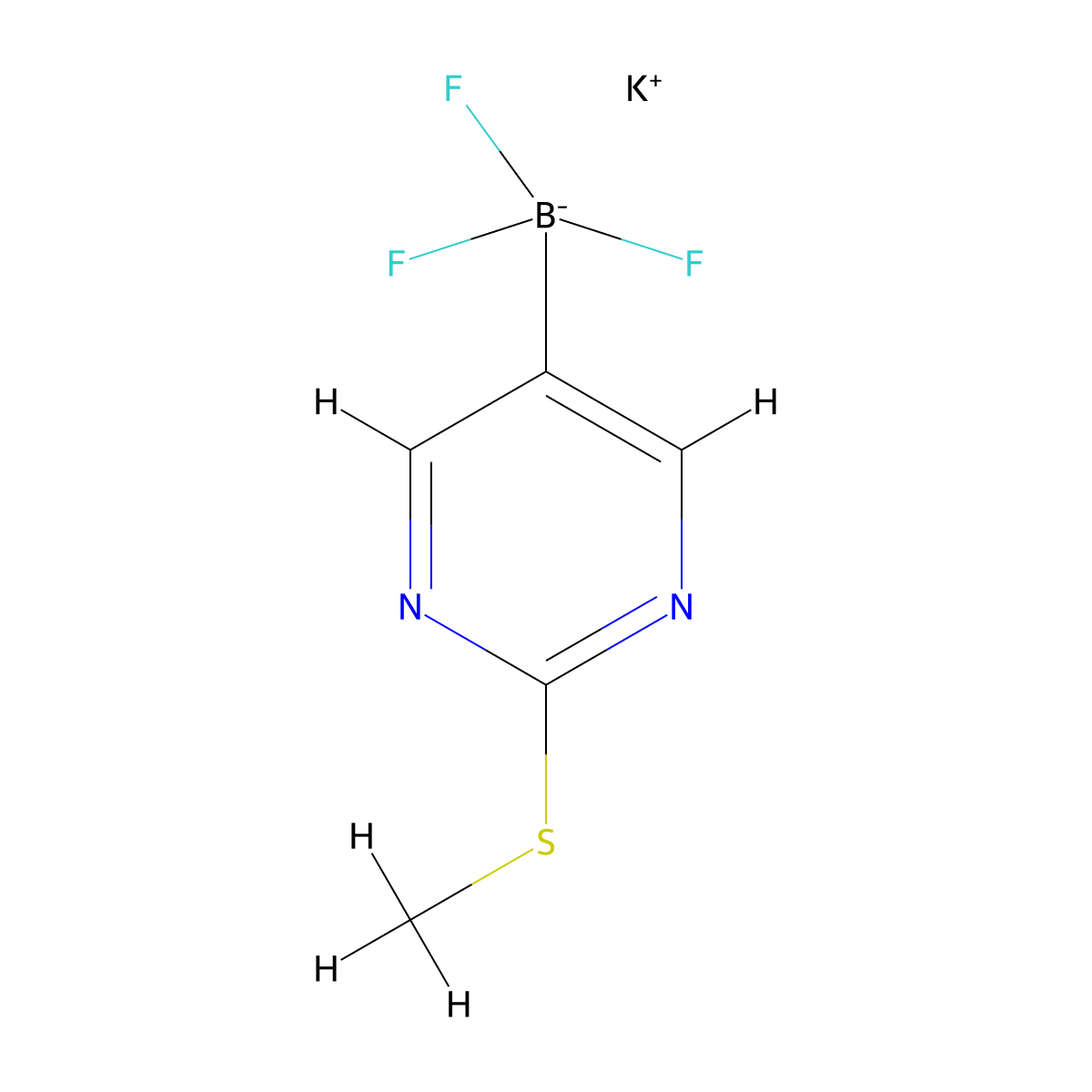 Potassium trifluoro(2-(methylthio)pyrimidin-5-yl)borate molecular structure, CAS 1245906-73-3