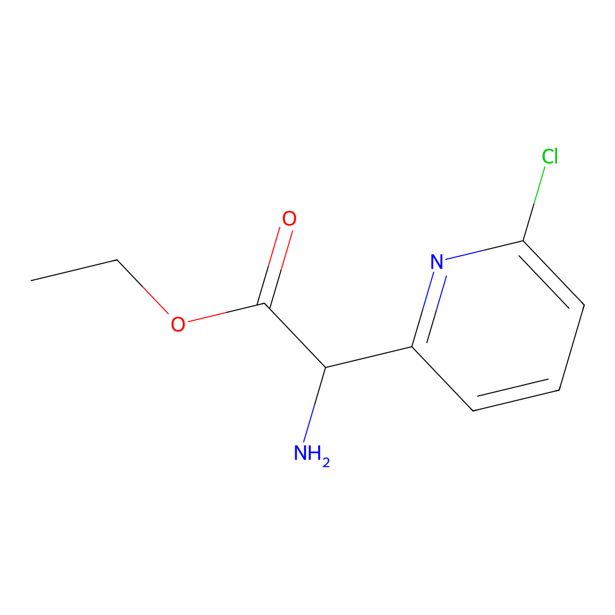 Ethyl 2-amino-2-(6-chloropyridin-2-yl)acetate molecular structure, CAS 1245913-45-4