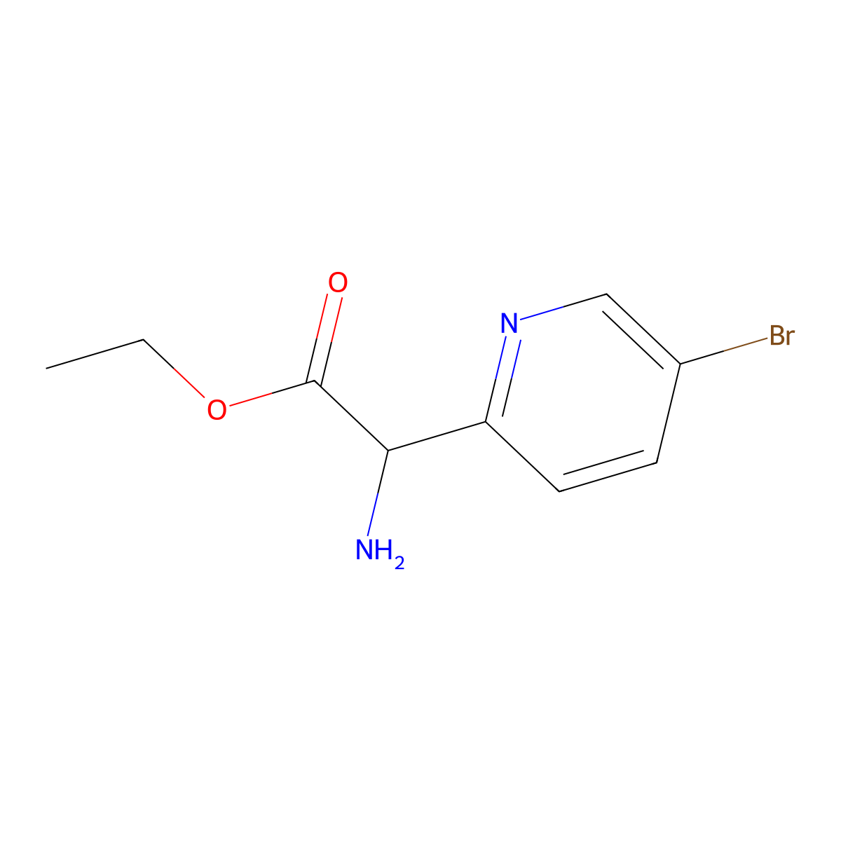 Ethyl 2-amino-2-(5-bromopyridin-2-yl)acetate molecular structure, CAS 1245913-52-3