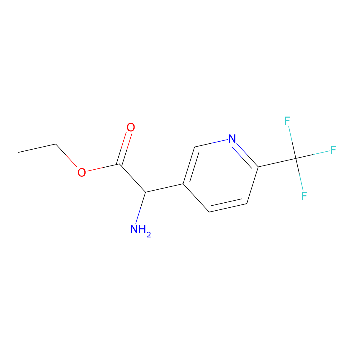 Ethyl 2-amino-2-[6-(trifluoromethyl)pyridin-3-yl]acetate molecular structure, CAS 1245913-59-0
