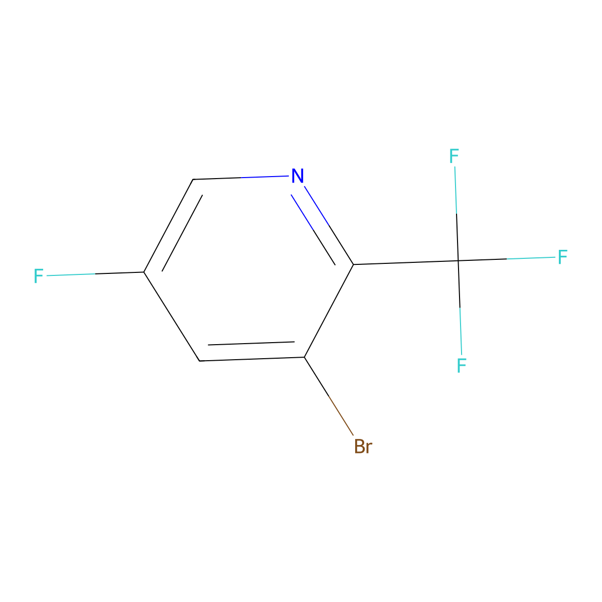 3-Bromo-5-fluoro-2-(trifluoromethyl)pyridine molecular structure, CAS 1245914-35-5