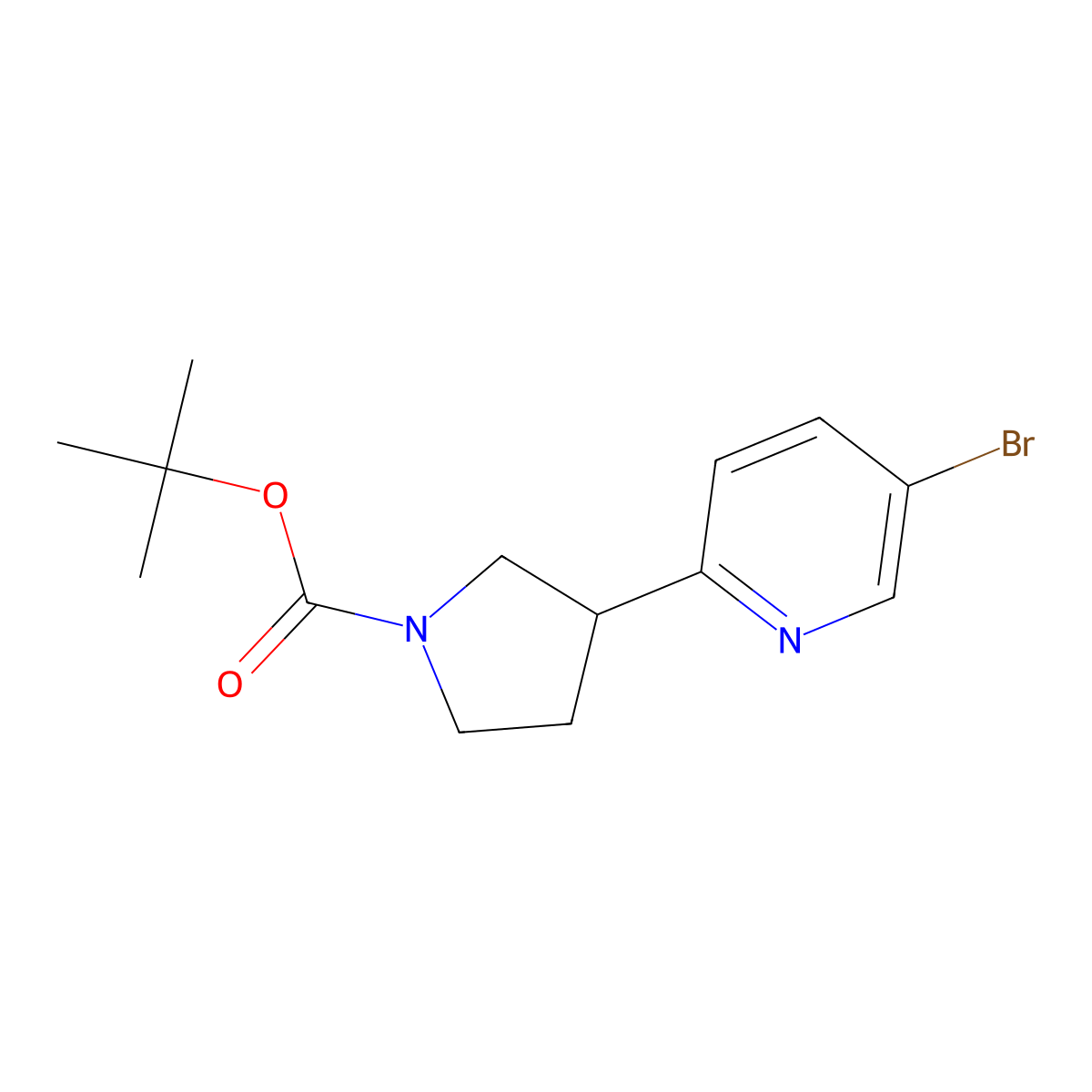 tert-Butyl 3-(5-bromopyridin-2-yl)pyrrolidine-1-carboxylate molecular structure, CAS 1245914-48-0