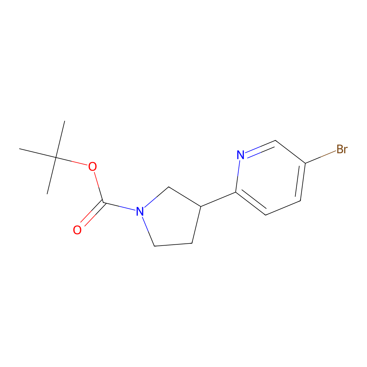 tert-Butyl 3-(5-bromopyridin-2-yl)pyrrolidine-1-carboxylate molecular structure, CAS 1245914-48-0