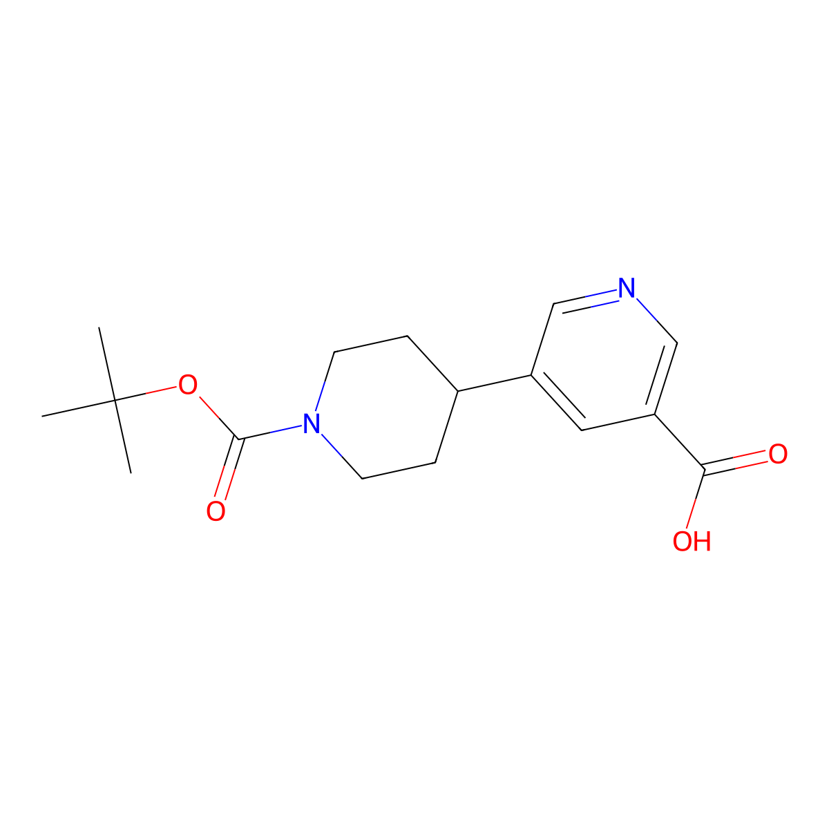 5-{1-[(Tert-butoxy)carbonyl]piperidin-4-yl}pyridine-3-carboxylic acid molecular structure, CAS 1245915-16-5