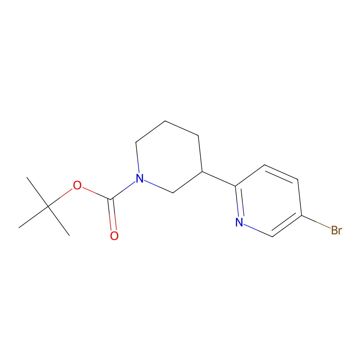 tert-Butyl 3-(5-bromopyridin-2-yl)piperidine-1-carboxylate molecular structure, CAS 1245915-18-7