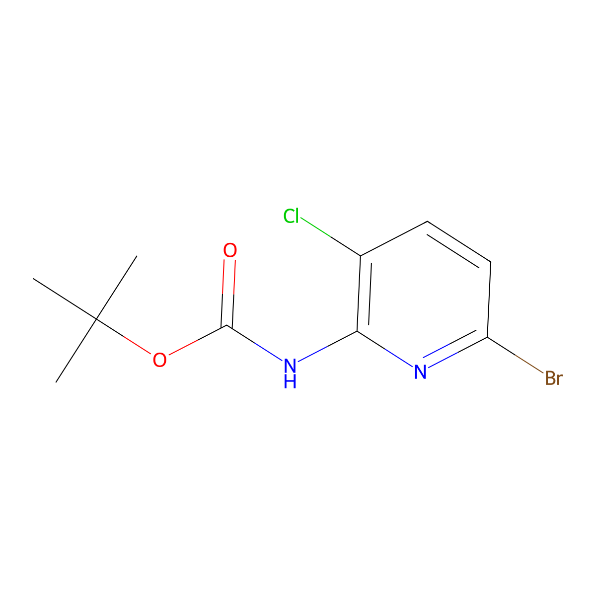 tert-Butyl (6-bromo-3-chloropyridin-2-yl)carbamate molecular structure, CAS 1245915-30-3