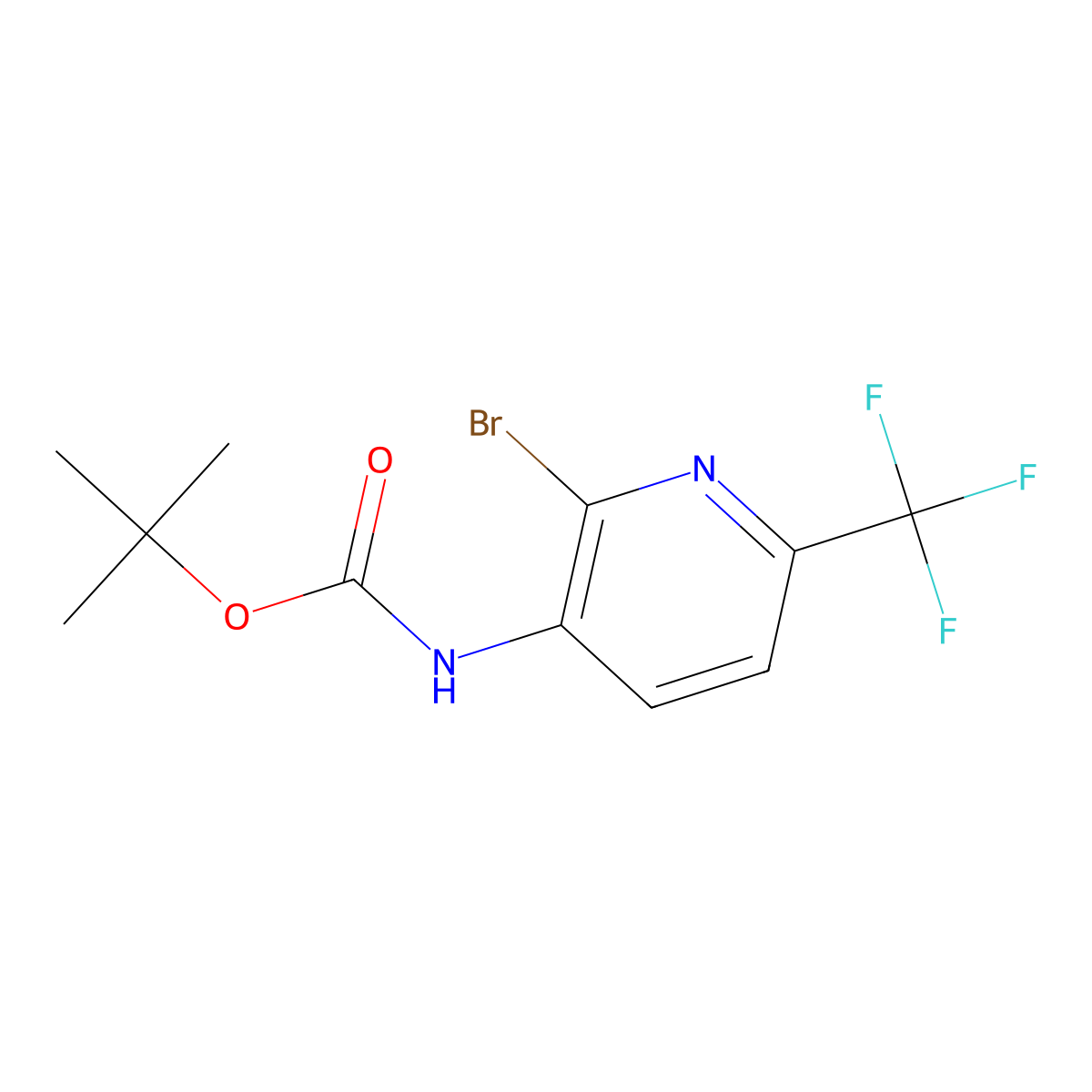 tert-butyl N-[2-bromo-6-(trifluoromethyl)pyridin-3-yl]carbamate molecular structure, CAS 1245915-37-0
