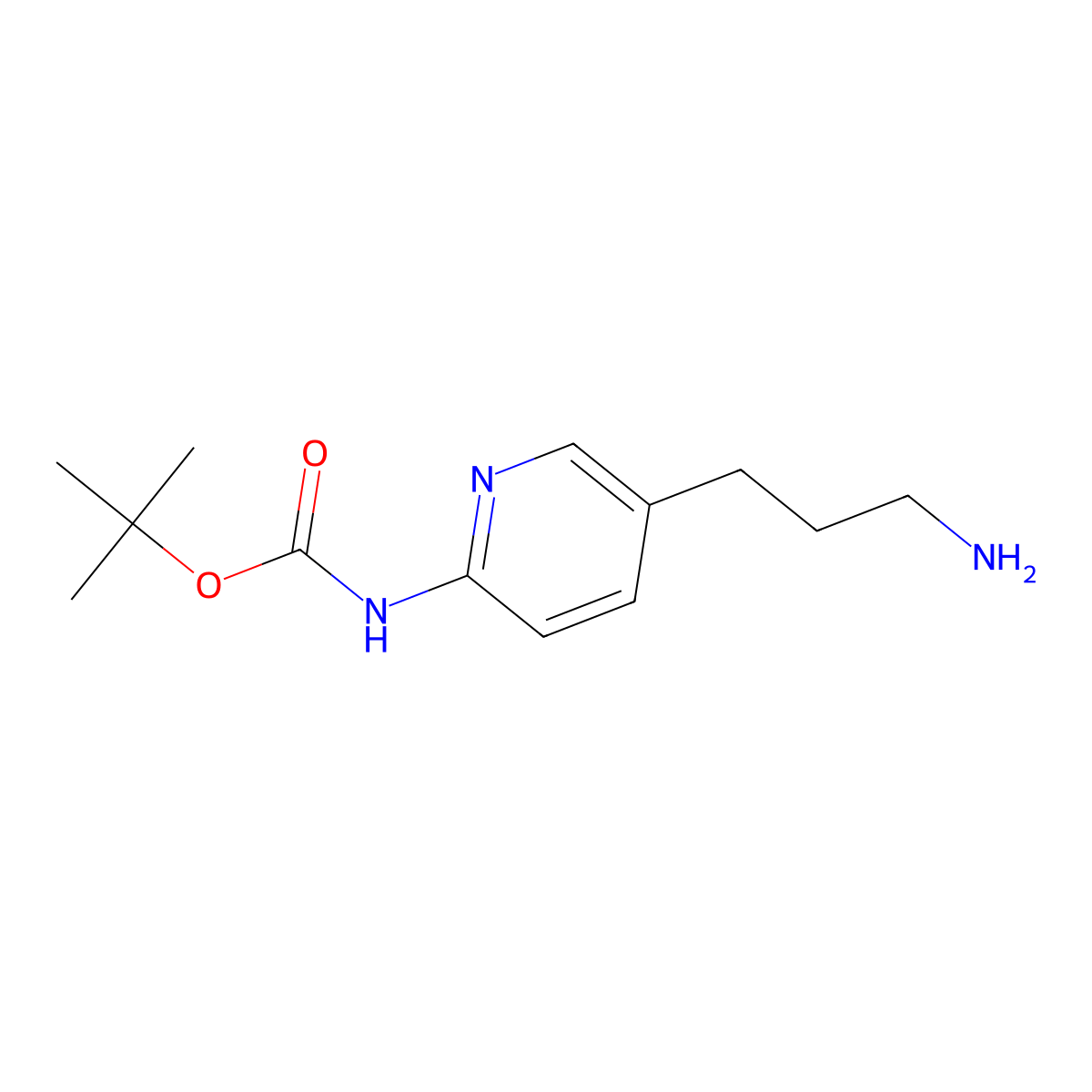 tert-butyl N-[5-(3-aminopropyl)pyridin-2-yl]carbamate molecular structure, CAS 1245915-52-9