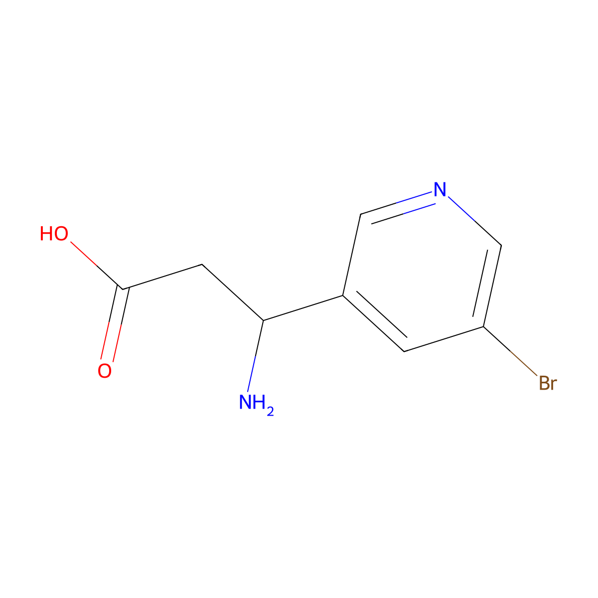 (3R)-3-amino-3-(5-bromopyridin-3-yl)propanoic acid molecular structure, CAS 1245915-72-3