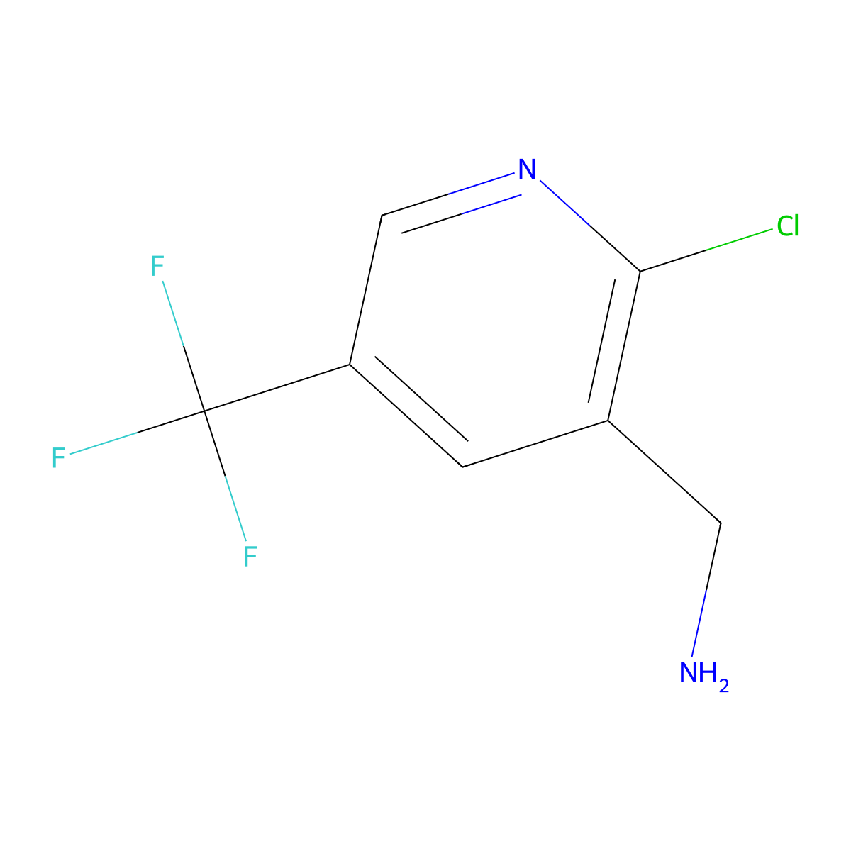 (2-Chloro-5-(trifluoromethyl)pyridin-3-yl)methanamine molecular structure, CAS 1245916-03-3
