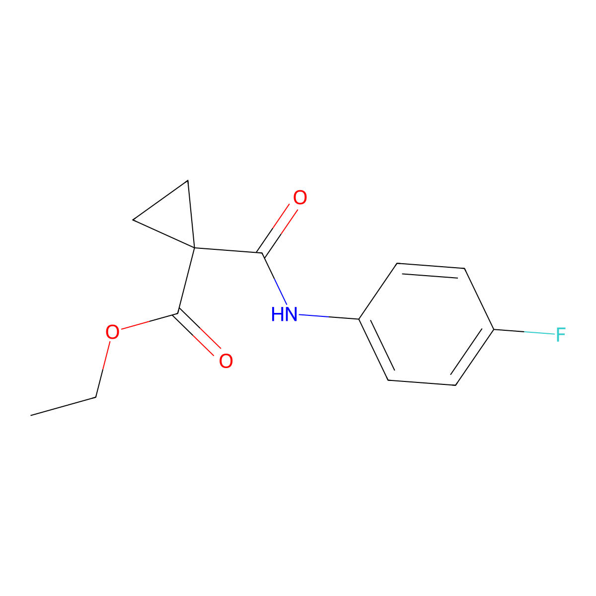 Ethyl 1-((4-fluorophenyl)carbamoyl)cyclopropanecarboxylate molecular structure, CAS 1245931-90-1