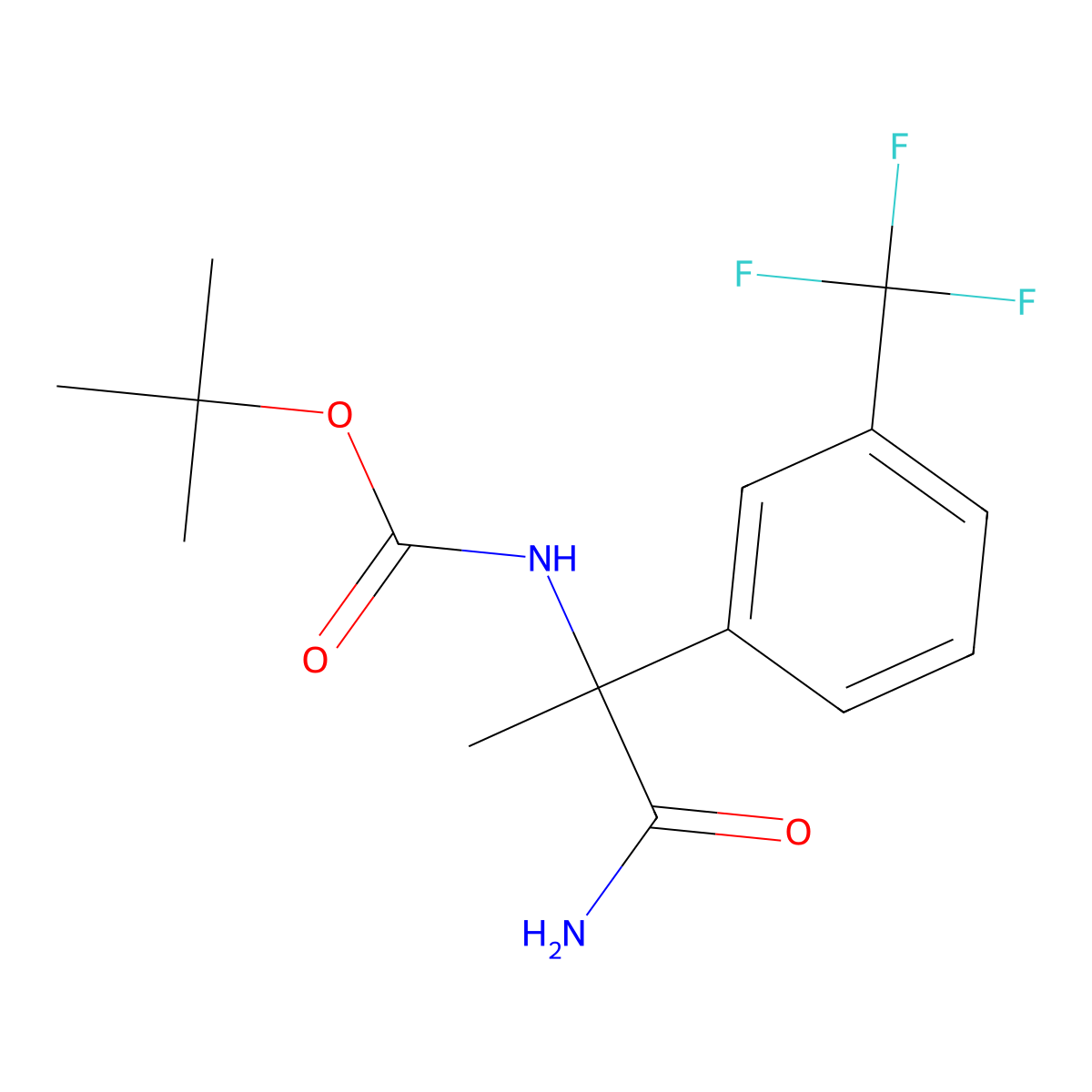 tert-Butyl (1-amino-1-oxo-2-(3-(trifluoromethyl)phenyl)propan-2-yl)carbamate molecular structure, CAS 1245940-52-6