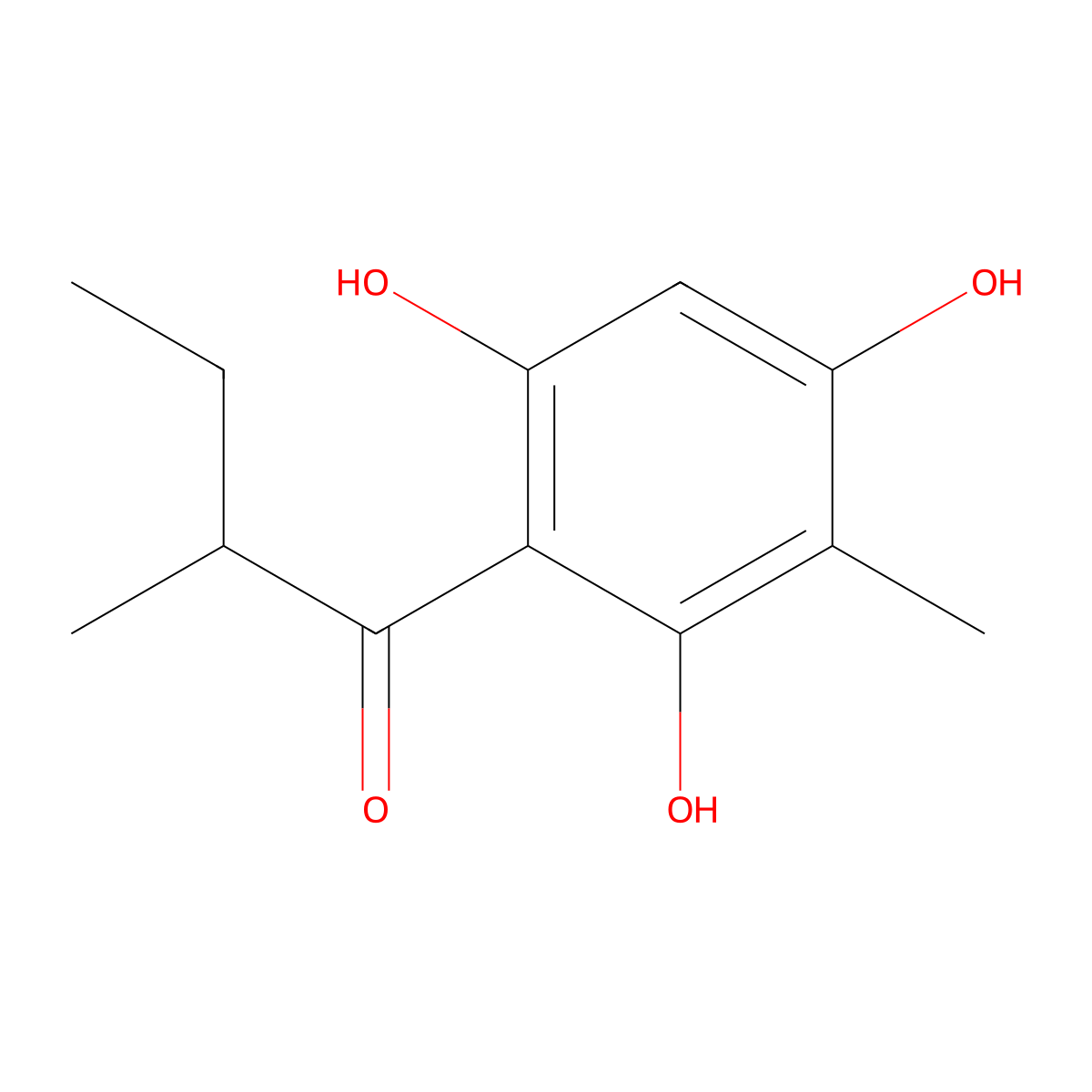 2-Methyl-4-(2-methylbutyryl)phloroglucinol molecular structure, CAS 124598-11-4