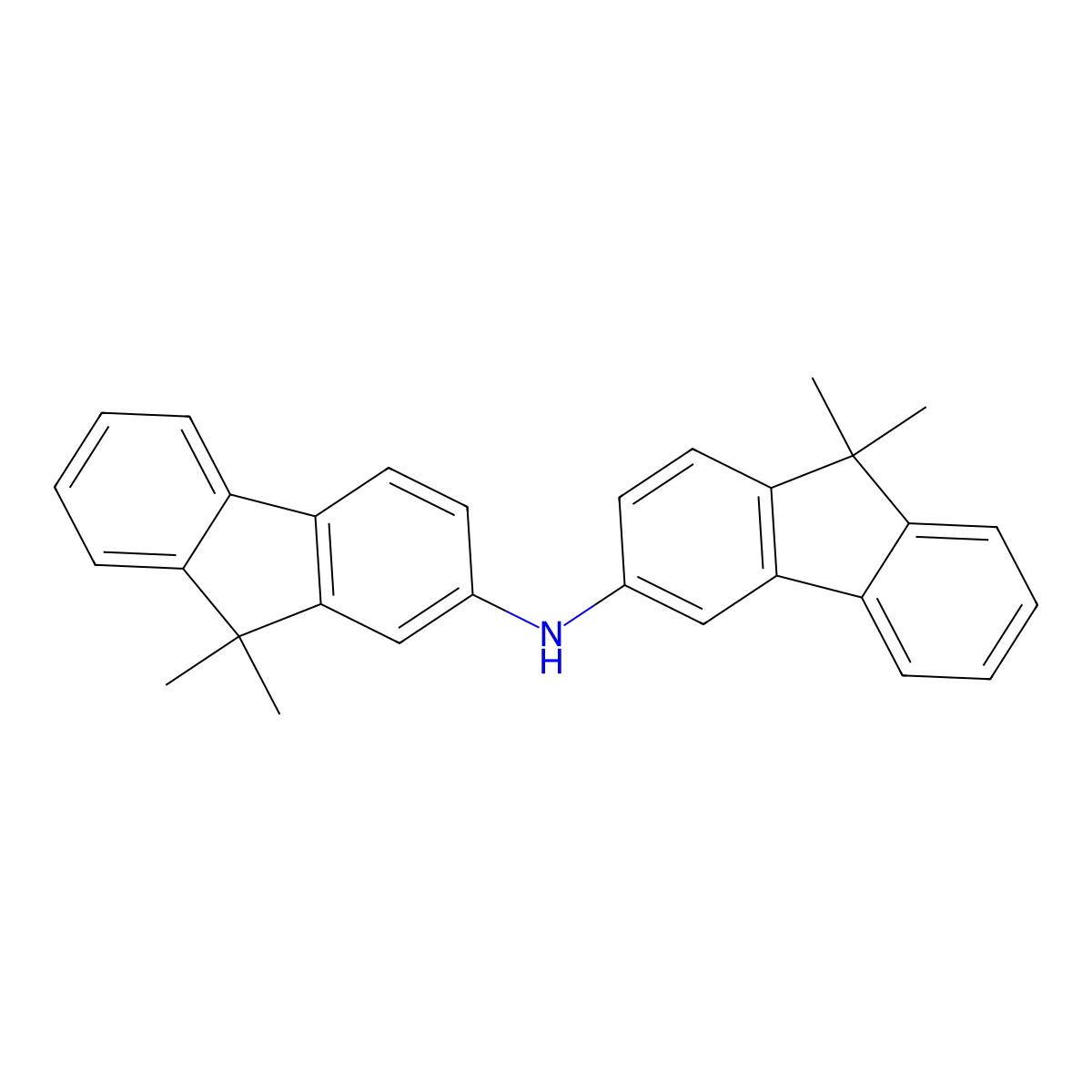 N-(9,9-dimethyl-9H-fluoren-3-yl)-9,9-dimethyl-9H-fluoren-2-amine molecular structure, CAS 1246021-35-1