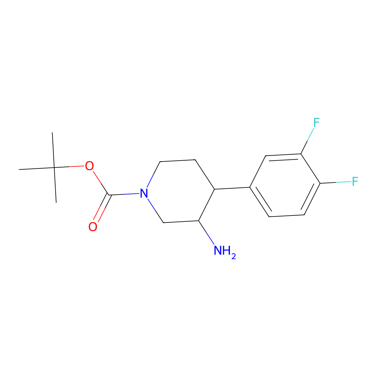 Tert-butyl 3-amino-4-(3,4-difluorophenyl)piperidine-1-carboxylate molecular structure, CAS 1246032-35-8