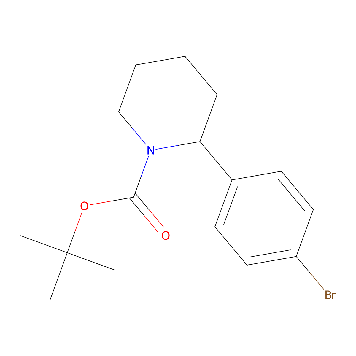Tert-butyl 2-(4-bromophenyl)piperidine-1-carboxylate molecular structure, CAS 1246032-55-2