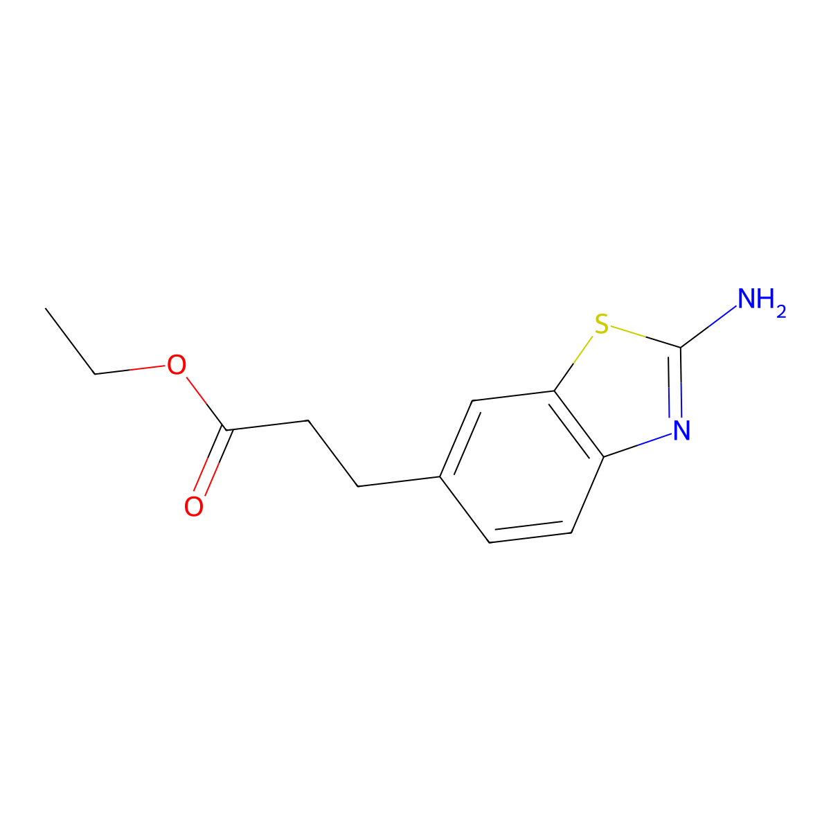 Ethyl 3-(2-amino-1,3-benzothiazol-6-yl)propanoate molecular structure, CAS 1246034-27-4