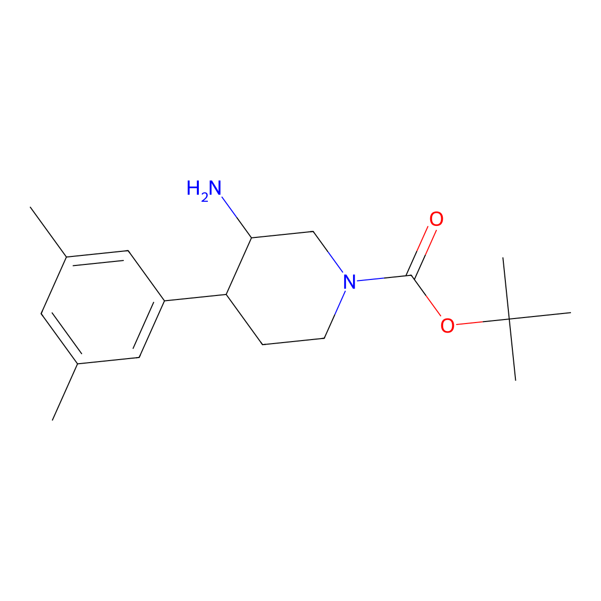 Tert-butyl 3-amino-4-(3,5-dimethylphenyl)piperidine-1-carboxylate molecular structure, CAS 1246034-91-2