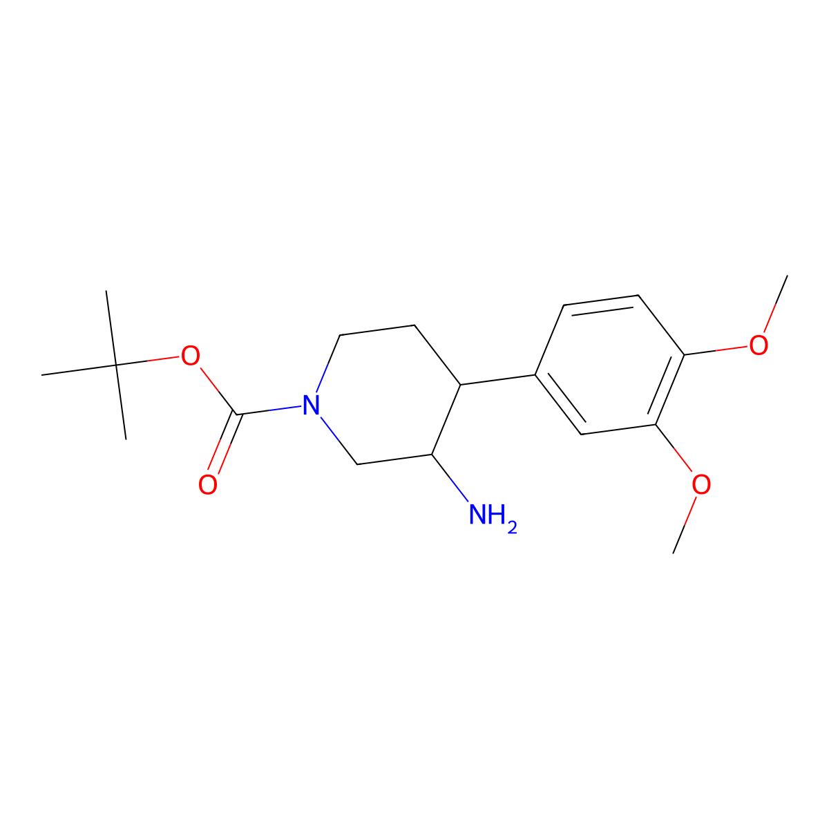 Tert-butyl 3-amino-4-(3,4-dimethoxyphenyl)piperidine-1-carboxylate molecular structure, CAS 1246035-54-0