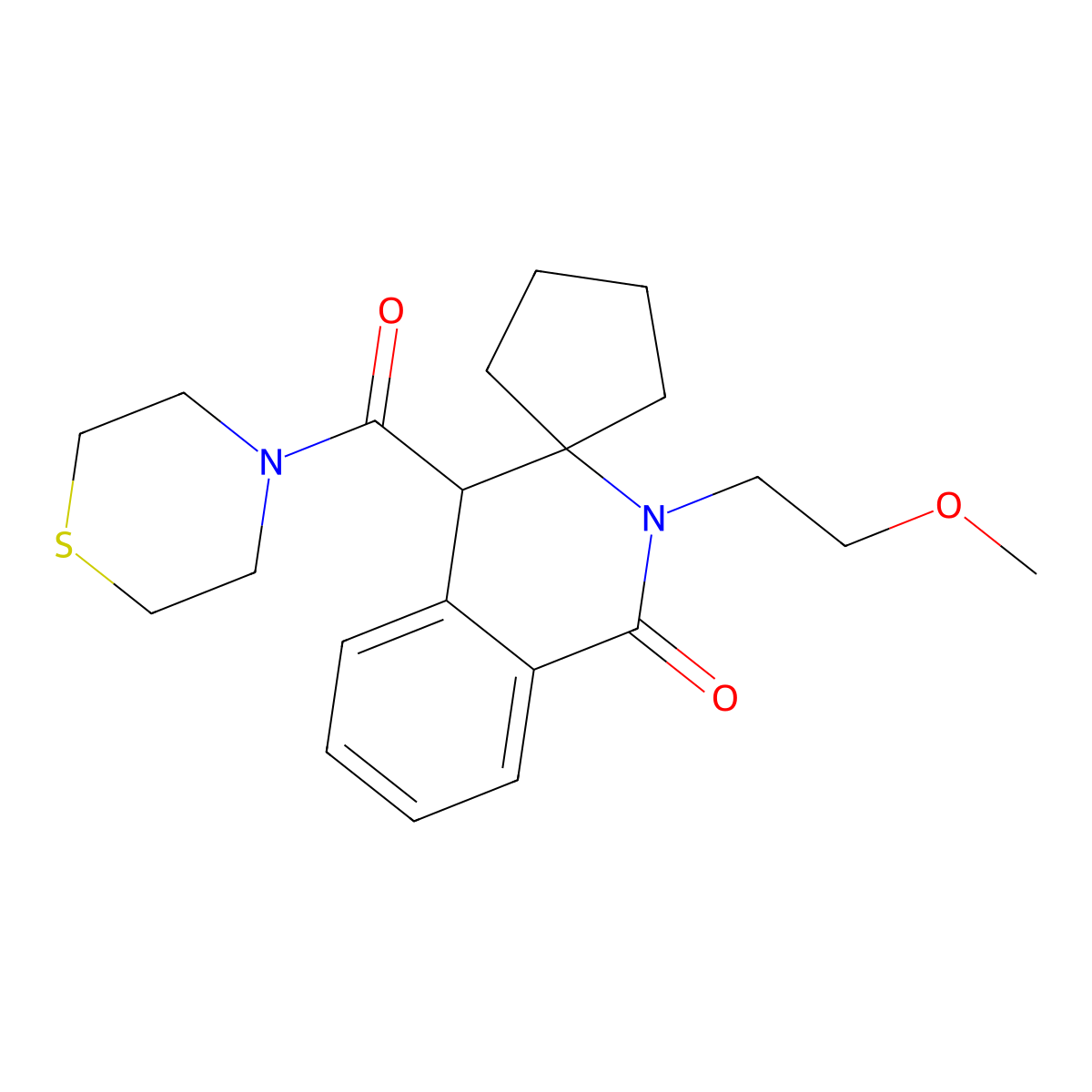 2'-(2-methoxyethyl)-4'-(thiomorpholine-4-carbonyl)-2',4'-dihydro-1'H-spiro[cyclopentane-1,3'-isoquinolin]-1'-one molecular structure, CAS 1246036-71-4