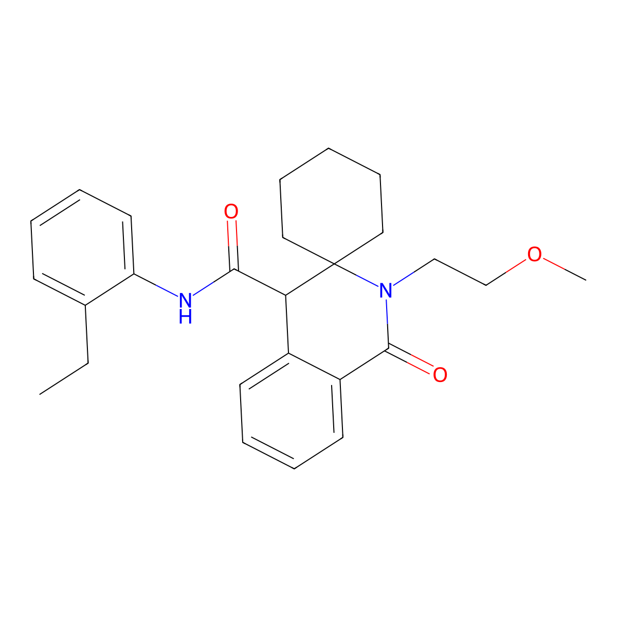 N-(2-ethylphenyl)-2'-(2-methoxyethyl)-1'-oxo-1',4'-dihydro-2'H-spiro[cyclohexane-1,3'-isoquinoline]-4'-carboxamide molecular structure, CAS 1246038-38-9