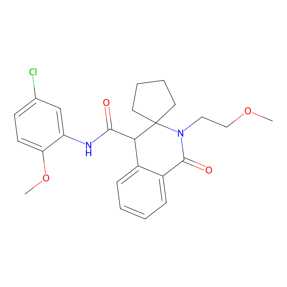 N-(5-chloro-2-methoxyphenyl)-2'-(2-methoxyethyl)-1'-oxo-1',4'-dihydro-2'H-spiro[cyclopentane-1,3'-isoquinoline]-4'-carboxamide molecular structure, CAS 1246038-74-3