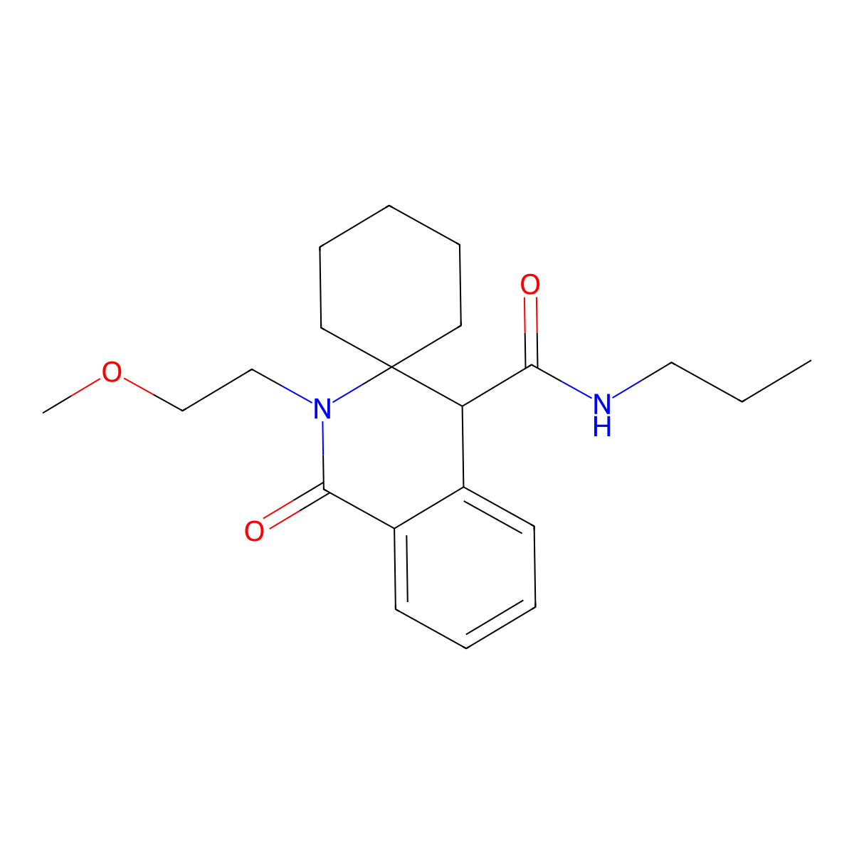 2'-(2-methoxyethyl)-1'-oxo-N-propyl-1',4'-dihydro-2'H-spiro[cyclohexane-1,3'-isoquinoline]-4'-carboxamide molecular structure, CAS 1246038-81-2