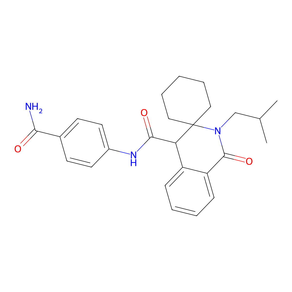 {N}-[4-(aminocarbonyl)phenyl]-2'-isobutyl-1'-oxo-1',4'-dihydro-2'{H}-spiro[cyclohexane-1,3'-isoquinoline]-4'-carboxamide molecular structure, CAS 1246038-91-4
