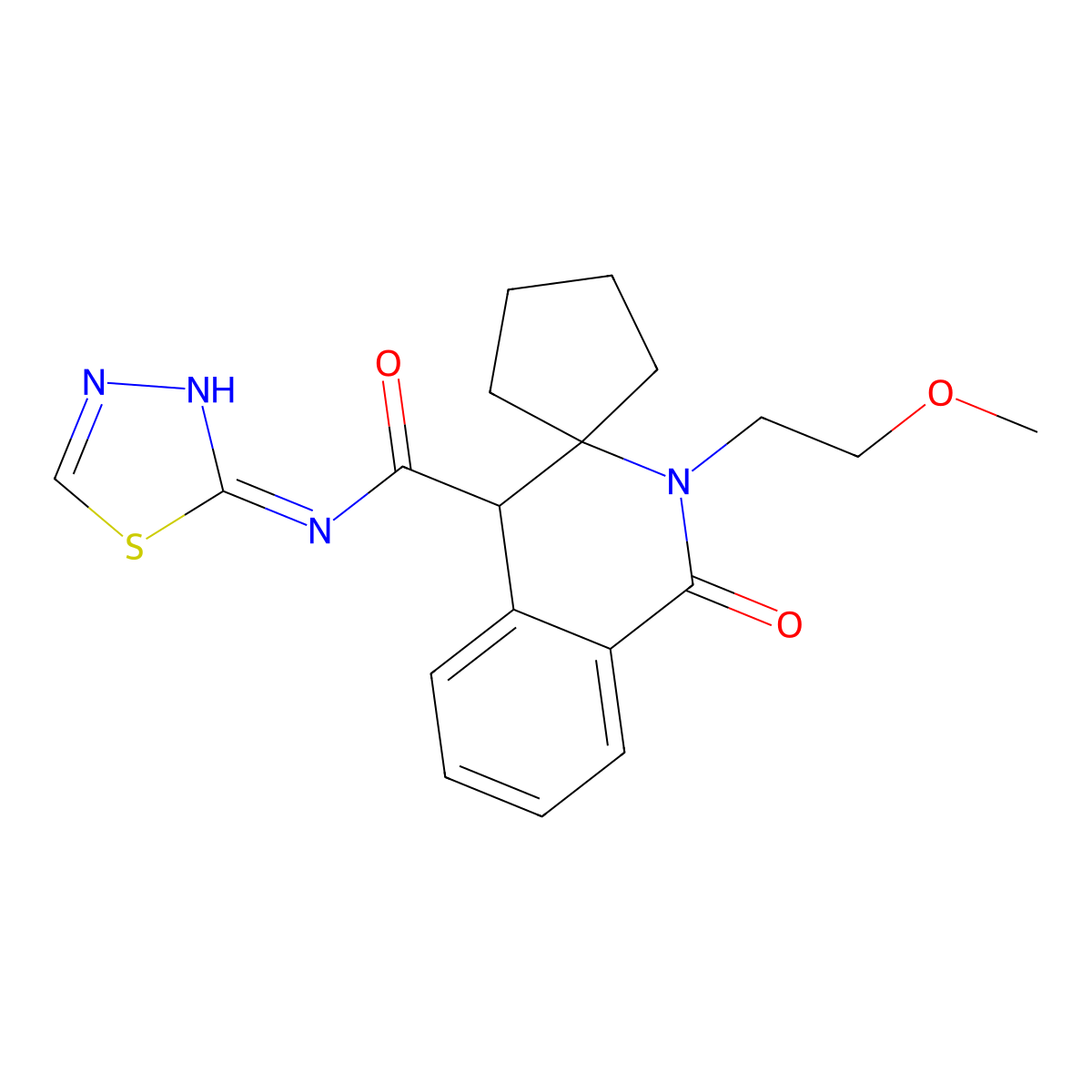 2'-(2-methoxyethyl)-1'-oxo-N-(1,3,4-thiadiazol-2-yl)-2',4'-dihydro-1'H-spiro[cyclopentane-1,3'-isoquinoline]-4'-carboxamide molecular structure, CAS 1246039-37-1