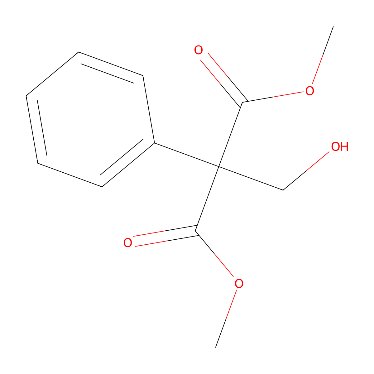 Dimethyl 2-(hydroxymethyl)-2-phenylmalonate molecular structure, CAS 124604-01-9