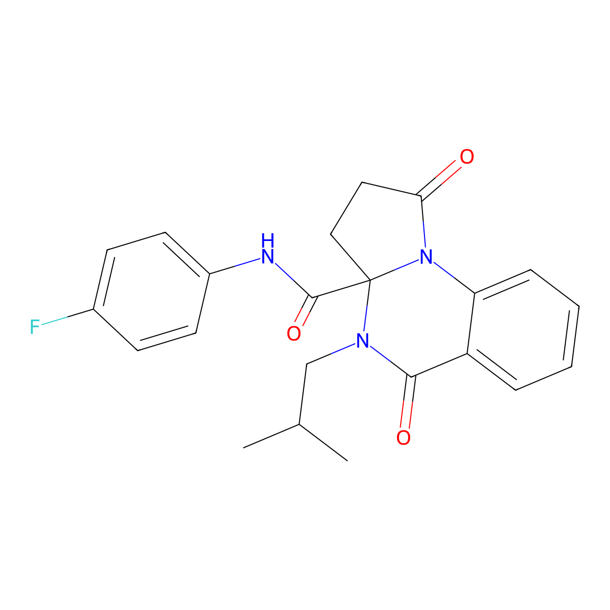 N-(4-fluorophenyl)-4-isobutyl-1,5-dioxo-2,3,4,5-tetrahydropyrrolo[1,2-a]quinazoline-3a(1H)-carboxamide molecular structure, CAS 1246041-28-0